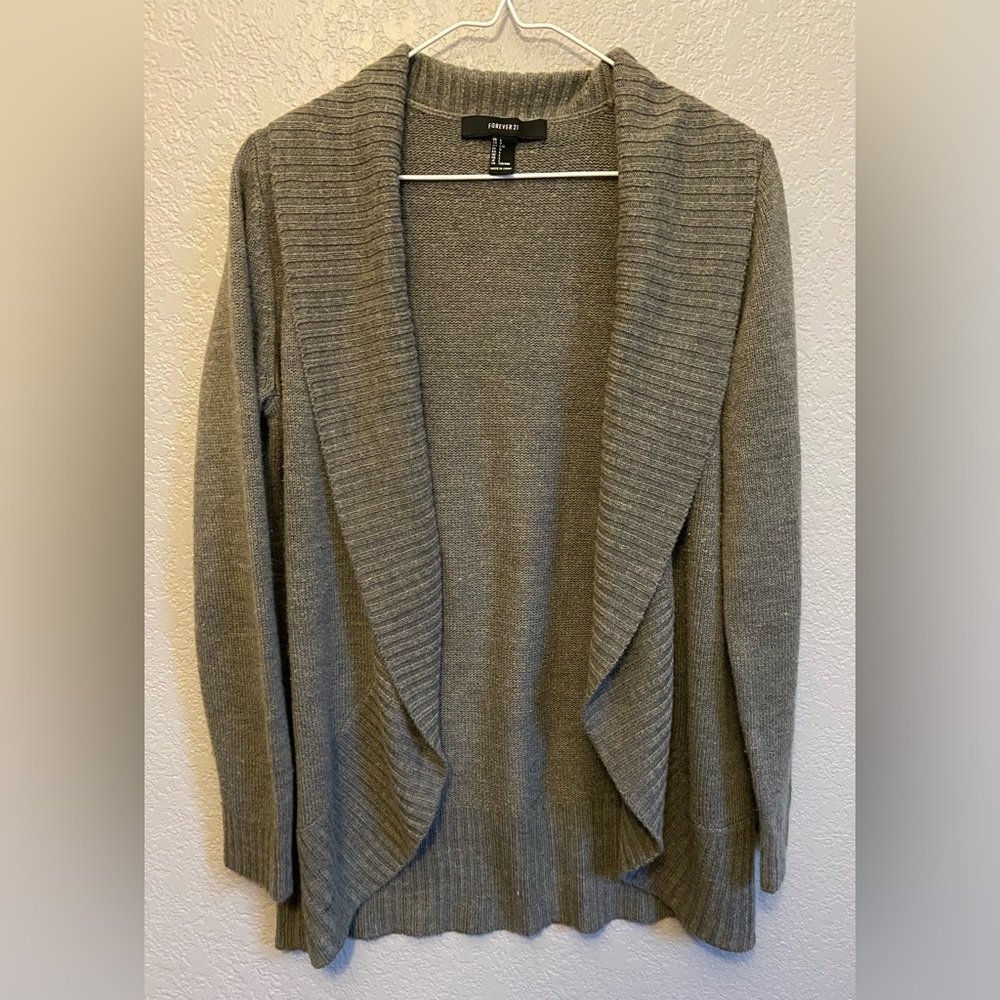 Forever 21 Cardigan Womens Sweater Grey Large
